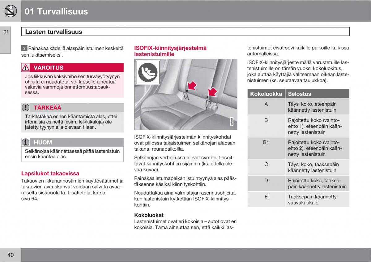 Volvo XC60 I 1 omistajan kasikirja / page 42