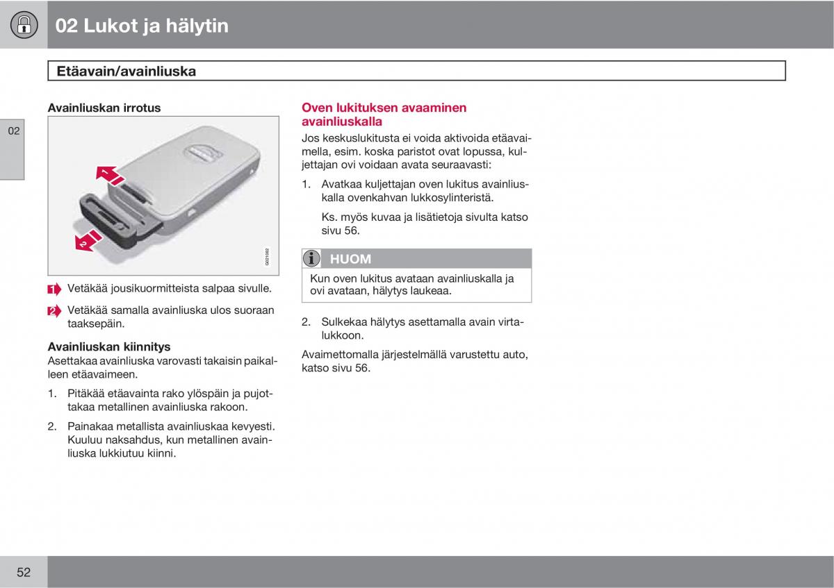 Volvo XC60 I 1 omistajan kasikirja / page 54