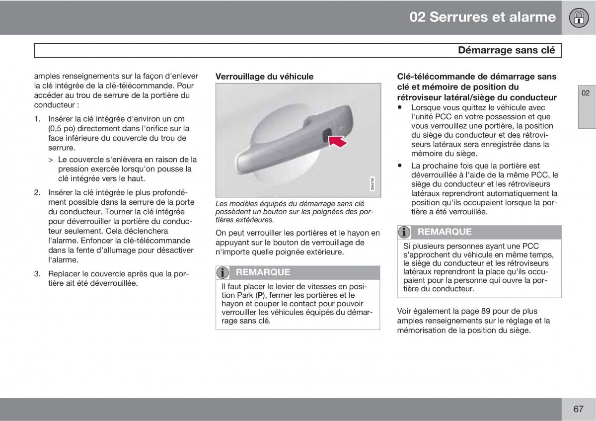 Volvo XC60 I 1 manuel du proprietaire / page 69