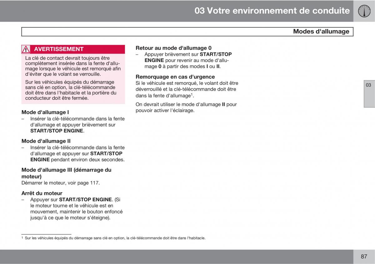 Volvo XC60 I 1 manuel du proprietaire / page 89