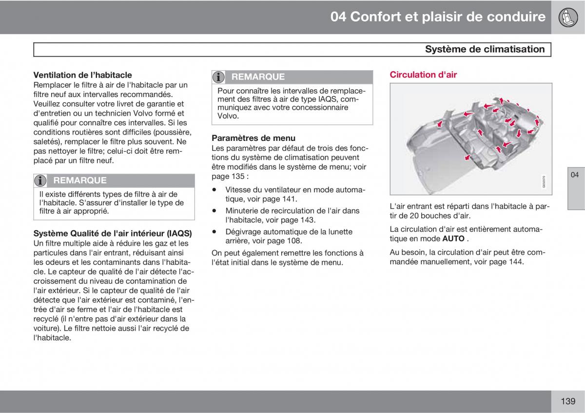 Volvo XC60 I 1 manuel du proprietaire / page 141