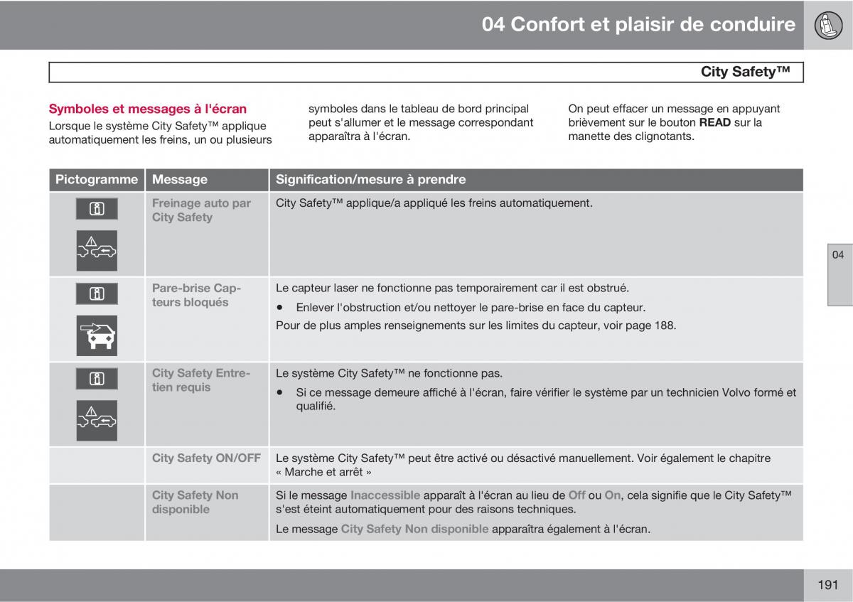 Volvo XC60 I 1 manuel du proprietaire / page 193