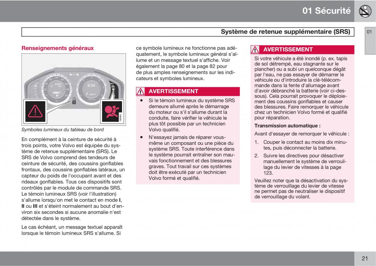 Volvo XC60 I 1 manuel du proprietaire / page 23