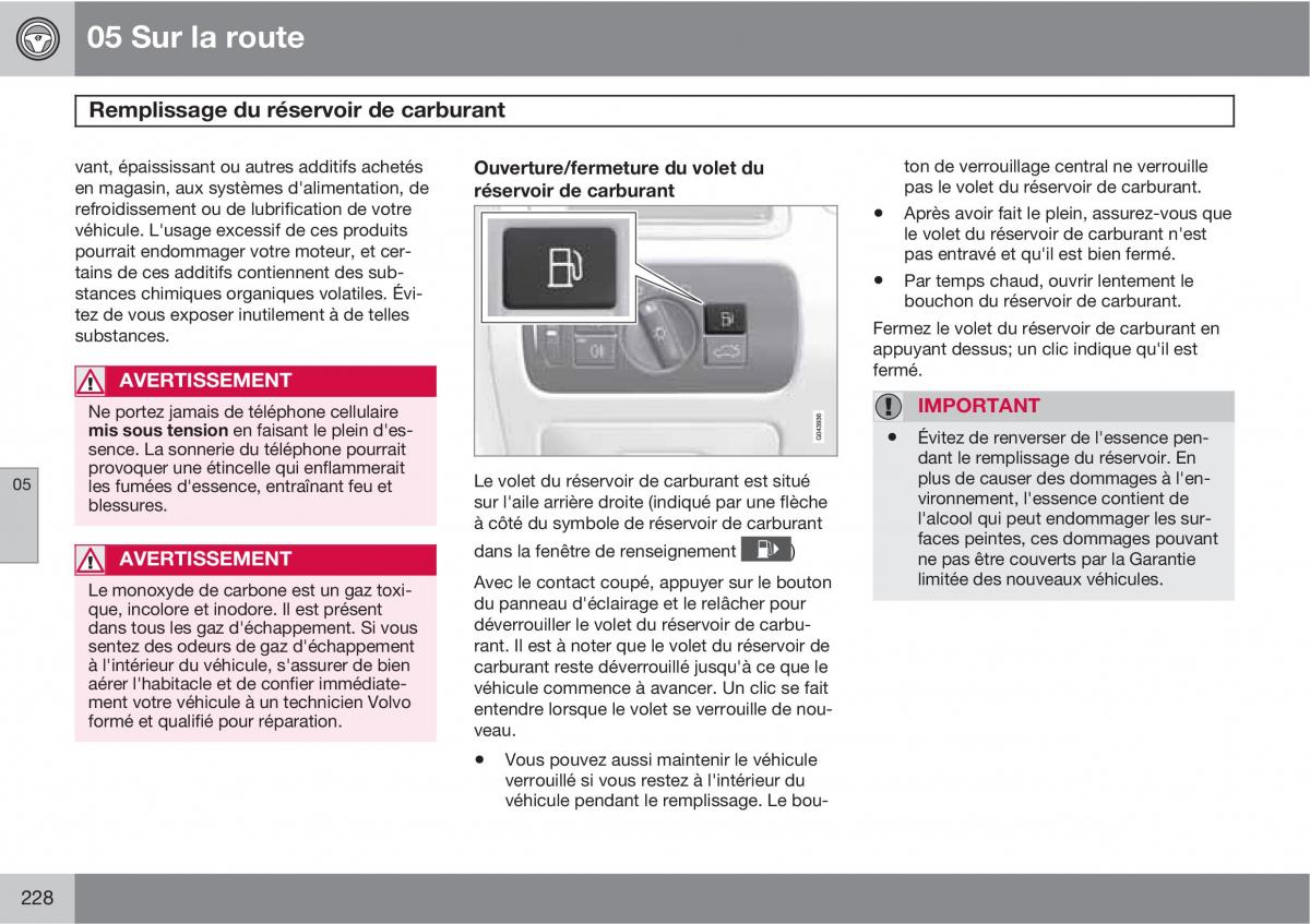 Volvo XC60 I 1 manuel du proprietaire / page 230