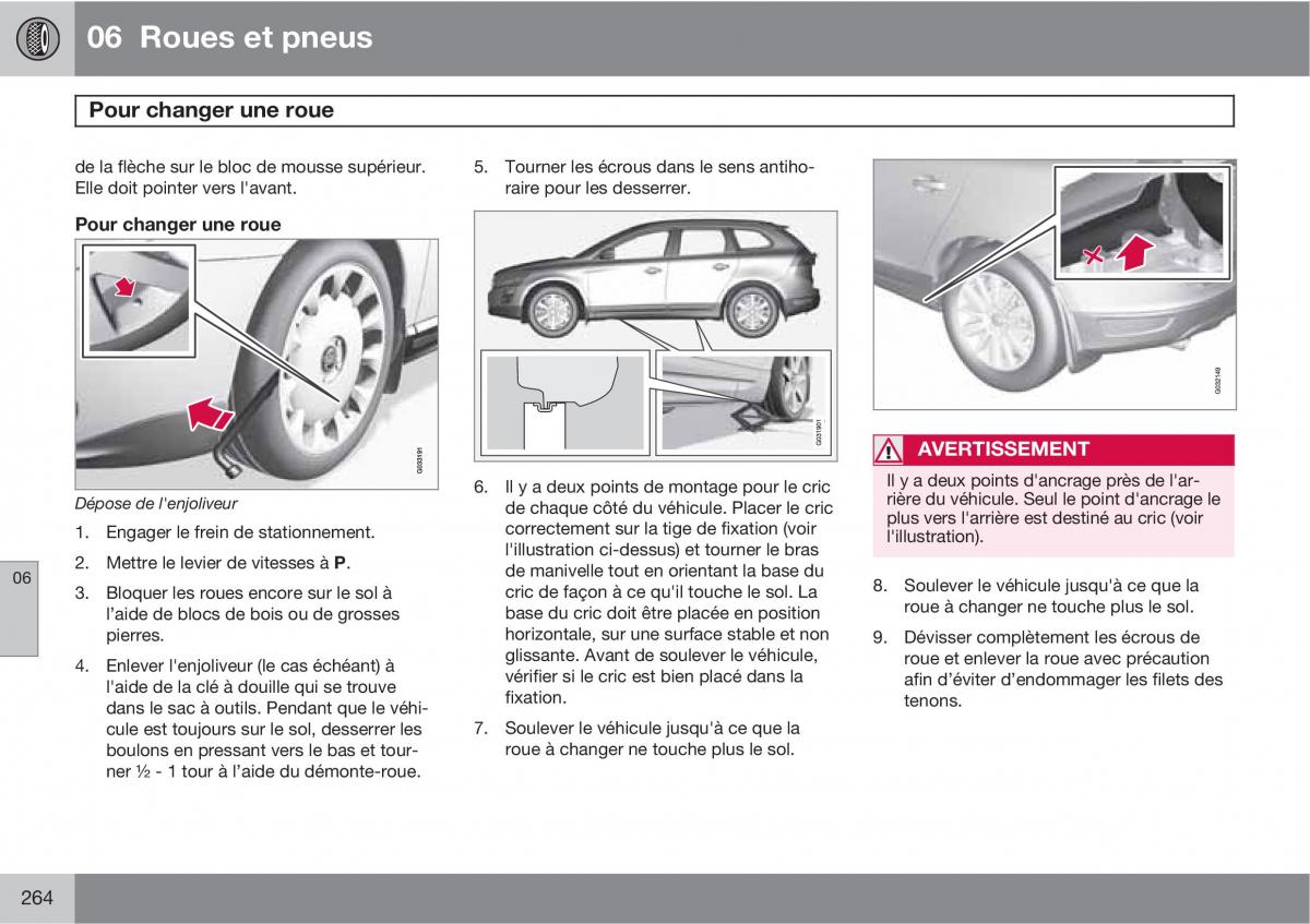 Volvo XC60 I 1 manuel du proprietaire / page 266