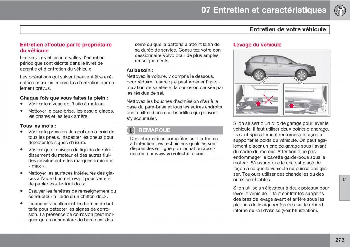 Volvo XC60 I 1 manuel du proprietaire / page 275