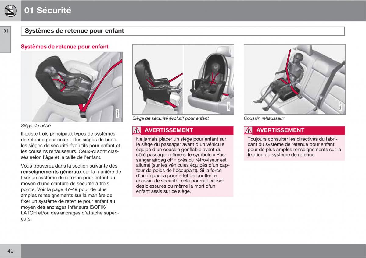 Volvo XC60 I 1 manuel du proprietaire / page 42