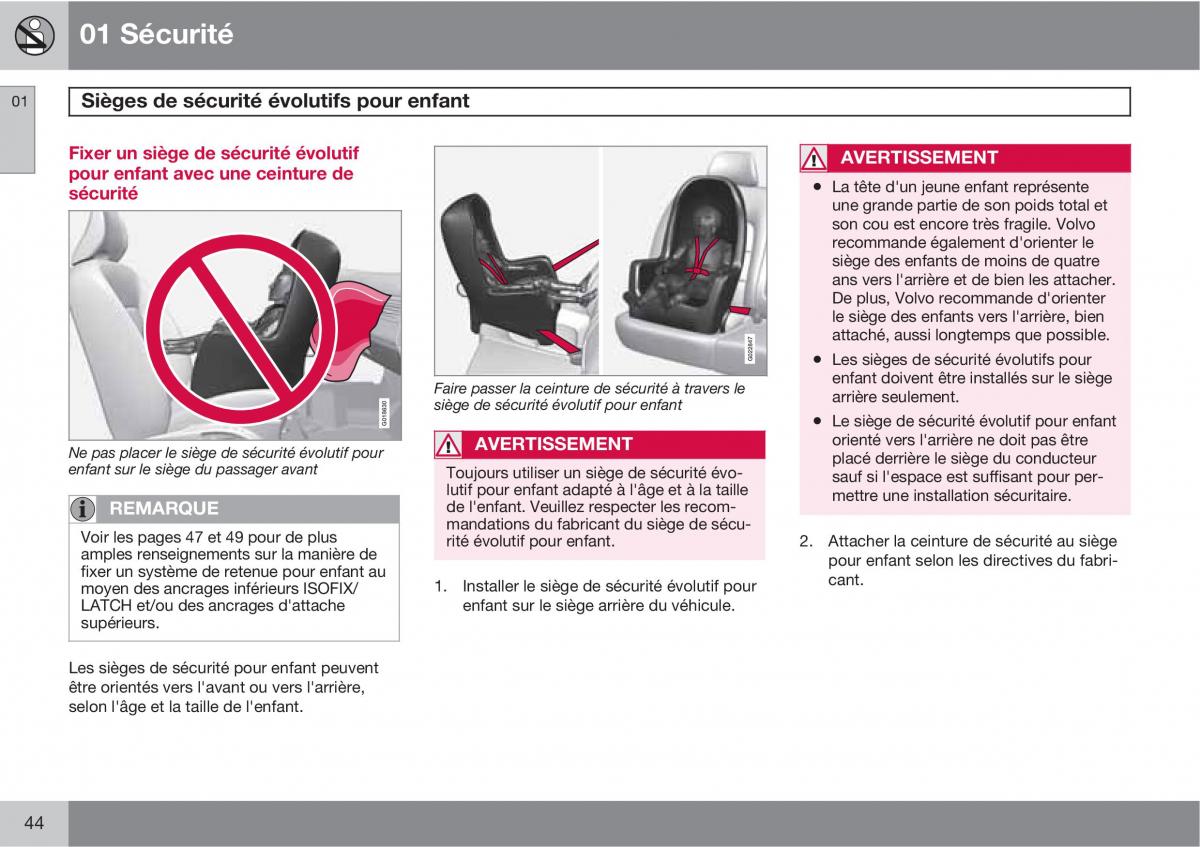 Volvo XC60 I 1 manuel du proprietaire / page 46