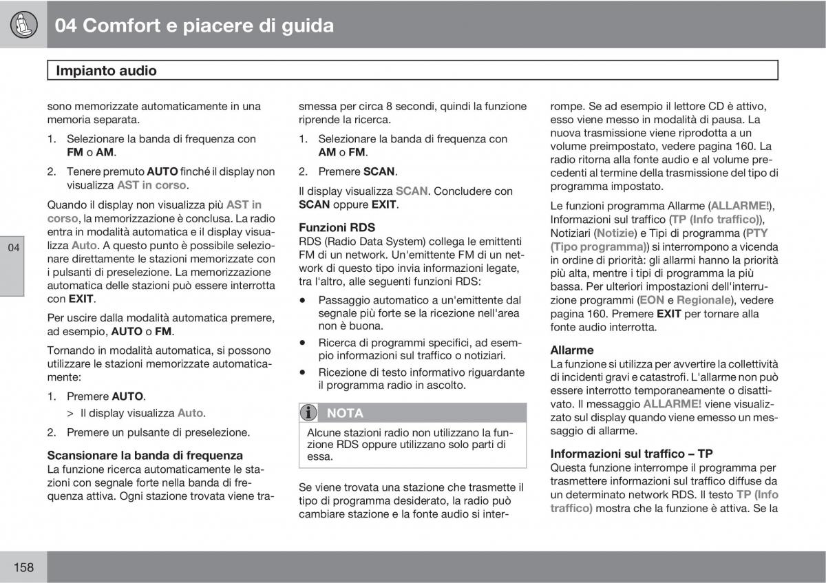 manual  Volvo XC60 I 1 manuale del proprietario / page 158