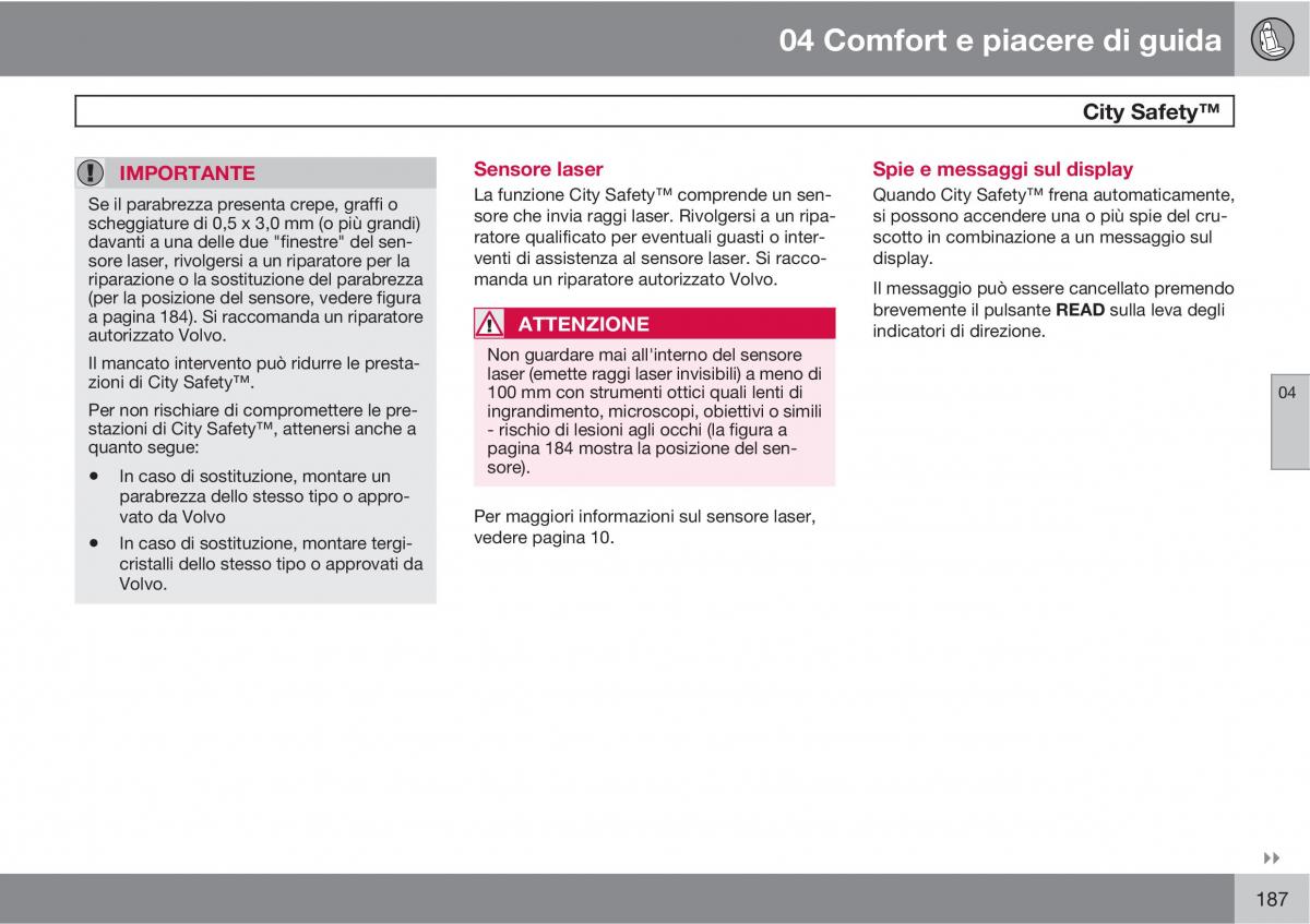 manual  Volvo XC60 I 1 manuale del proprietario / page 187