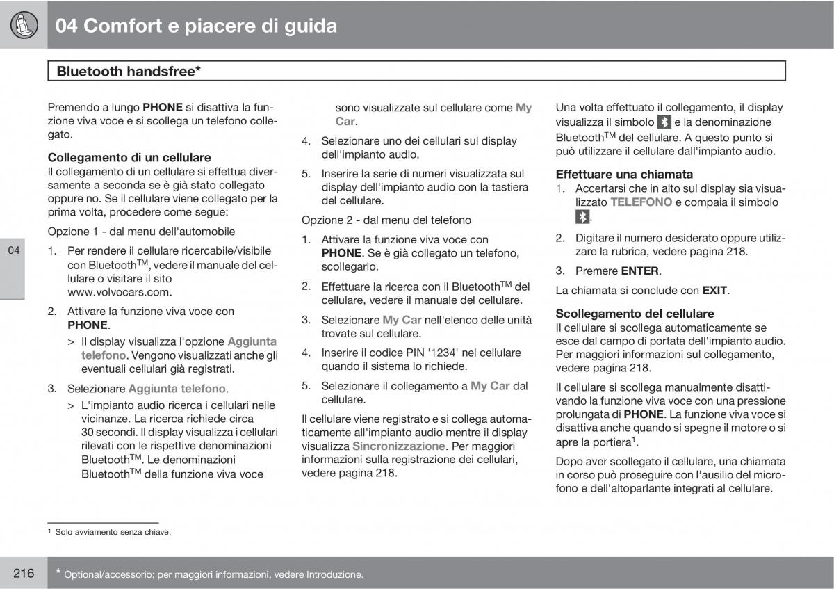 manual  Volvo XC60 I 1 manuale del proprietario / page 216