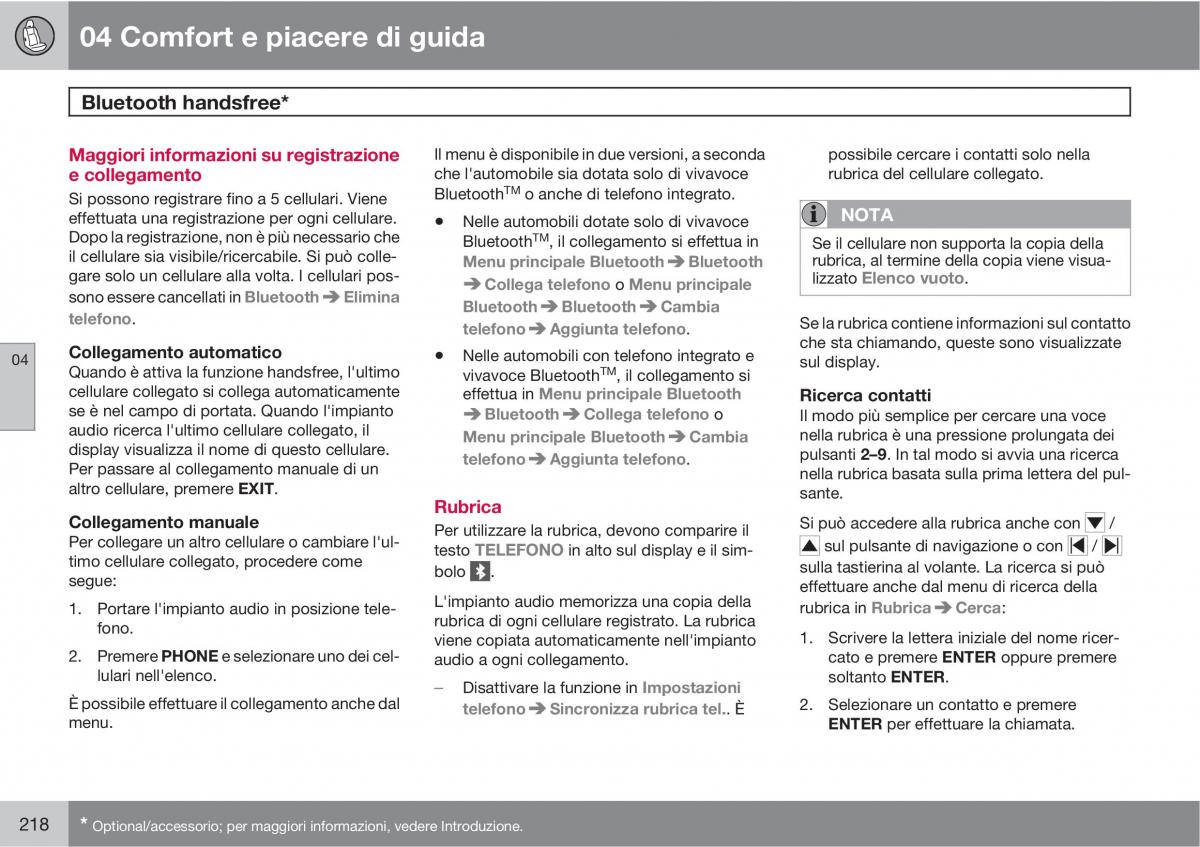 manual  Volvo XC60 I 1 manuale del proprietario / page 218