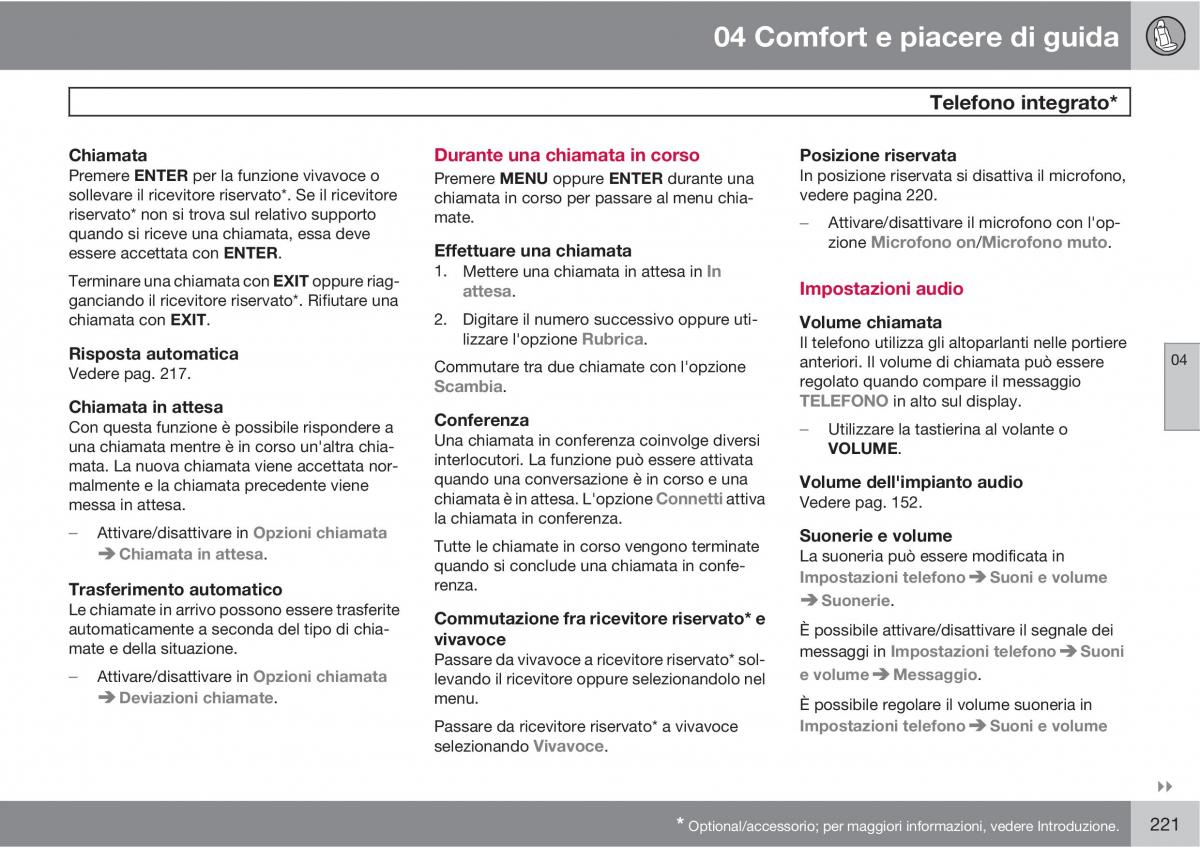 manual  Volvo XC60 I 1 manuale del proprietario / page 221