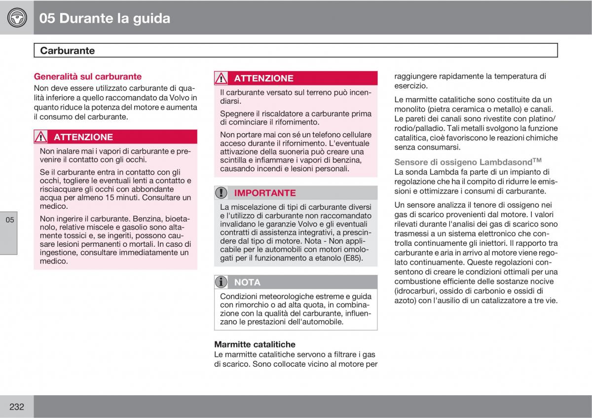 manual  Volvo XC60 I 1 manuale del proprietario / page 232