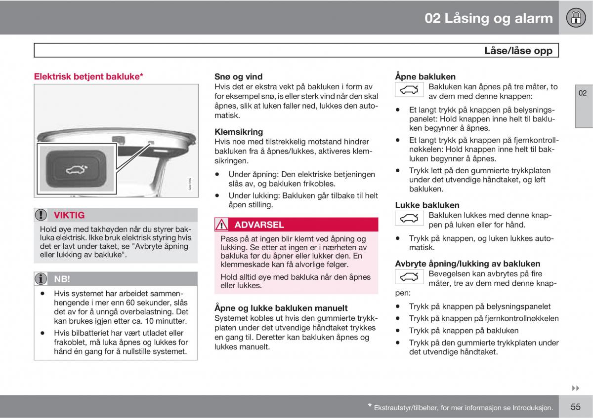 Volvo XC60 I 1 bruksanvisningen / page 55