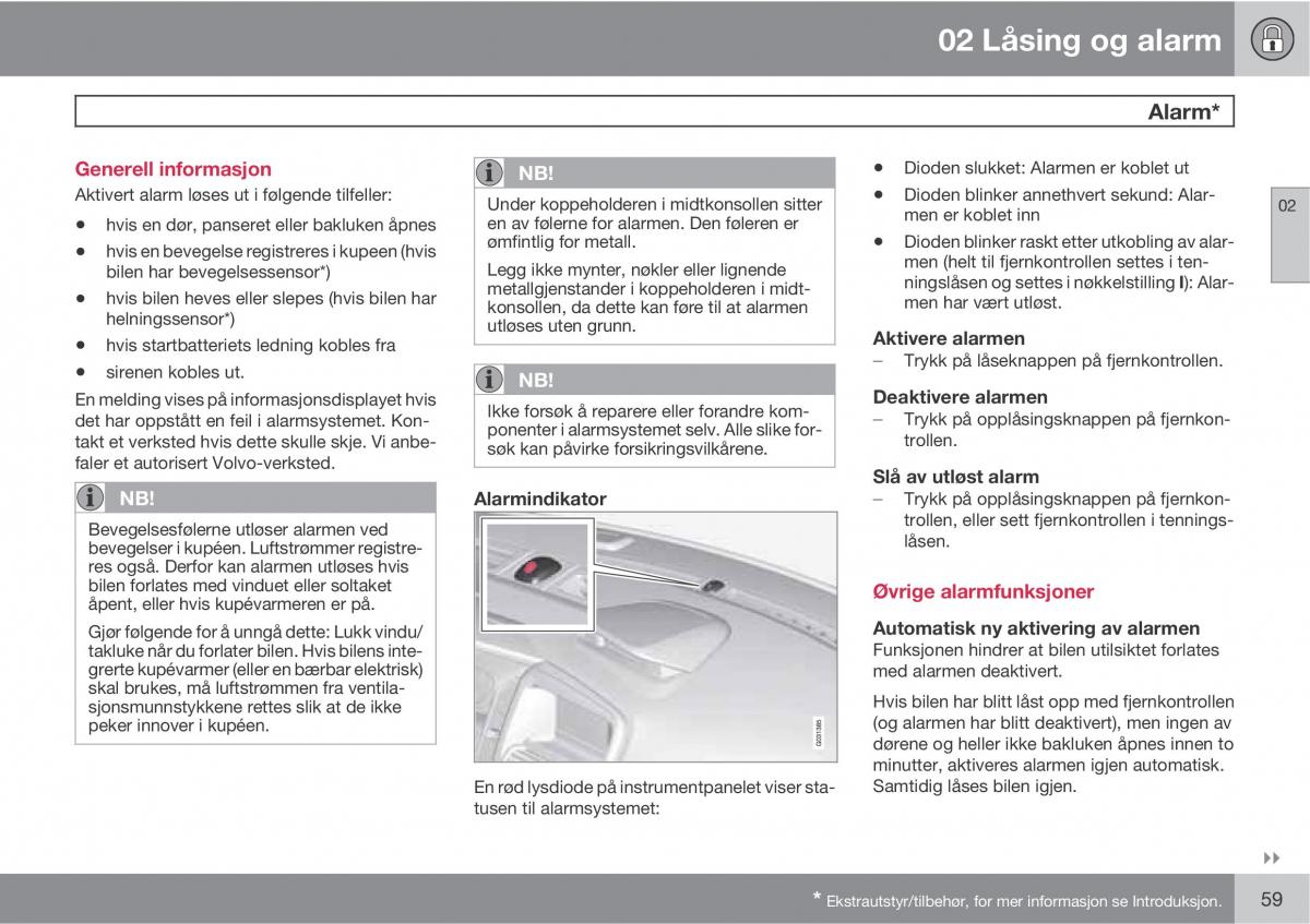 Volvo XC60 I 1 bruksanvisningen / page 59