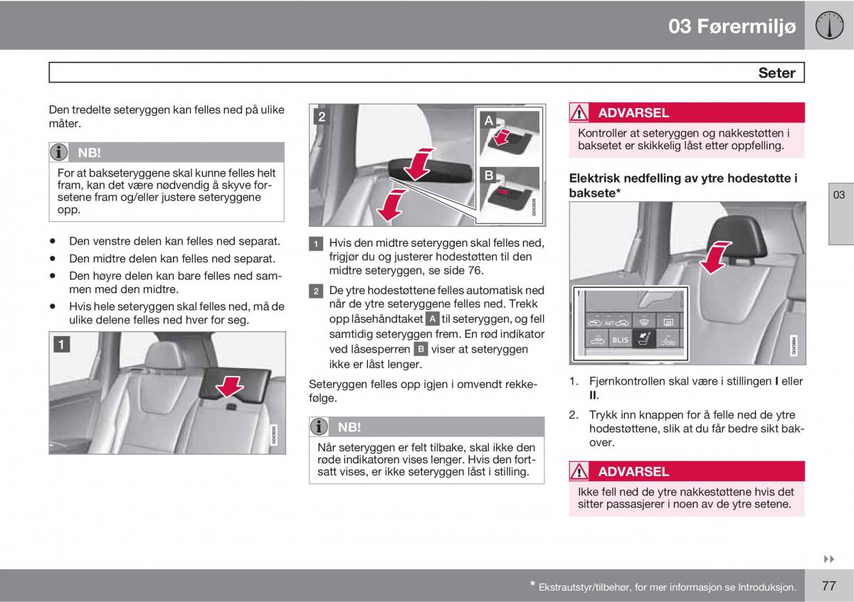 Volvo XC60 I 1 bruksanvisningen / page 77