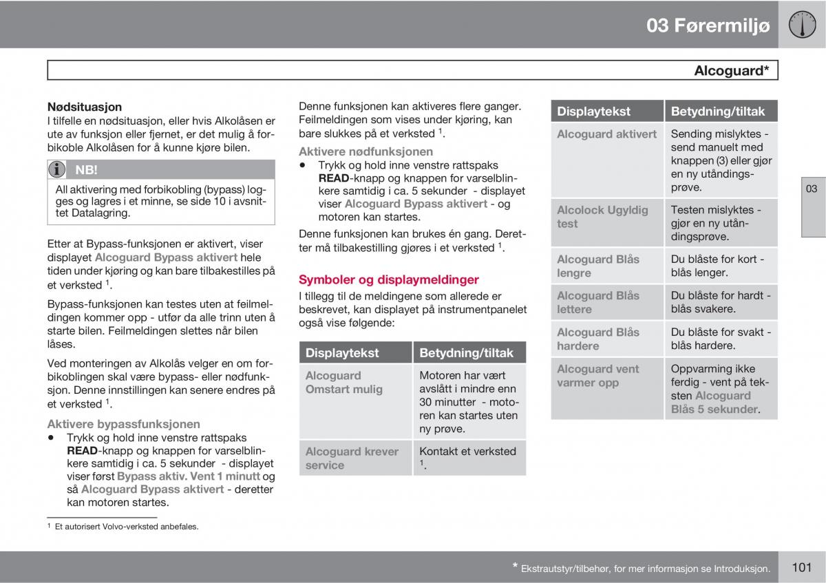 Volvo XC60 I 1 bruksanvisningen / page 101