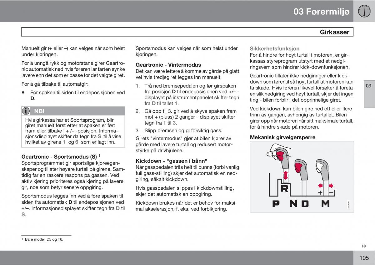 Volvo XC60 I 1 bruksanvisningen / page 105