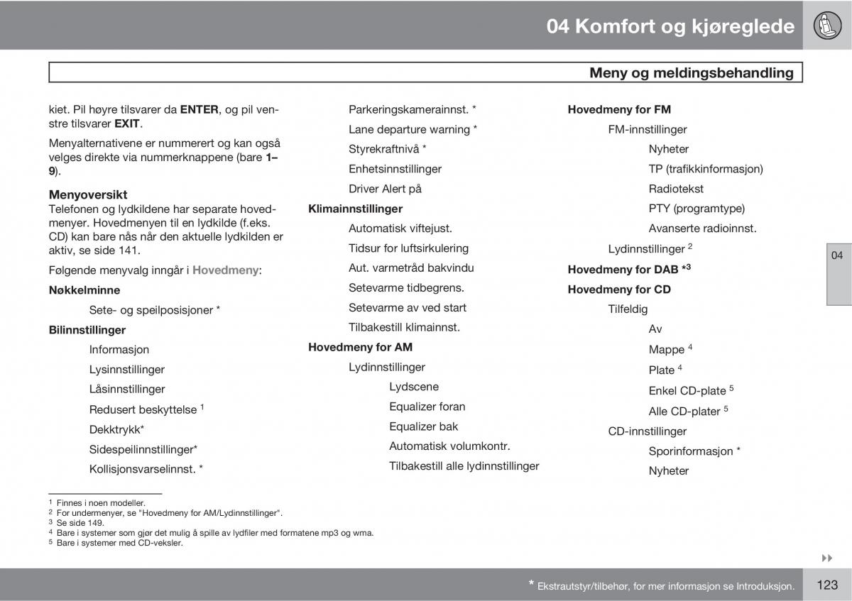 Volvo XC60 I 1 bruksanvisningen / page 123