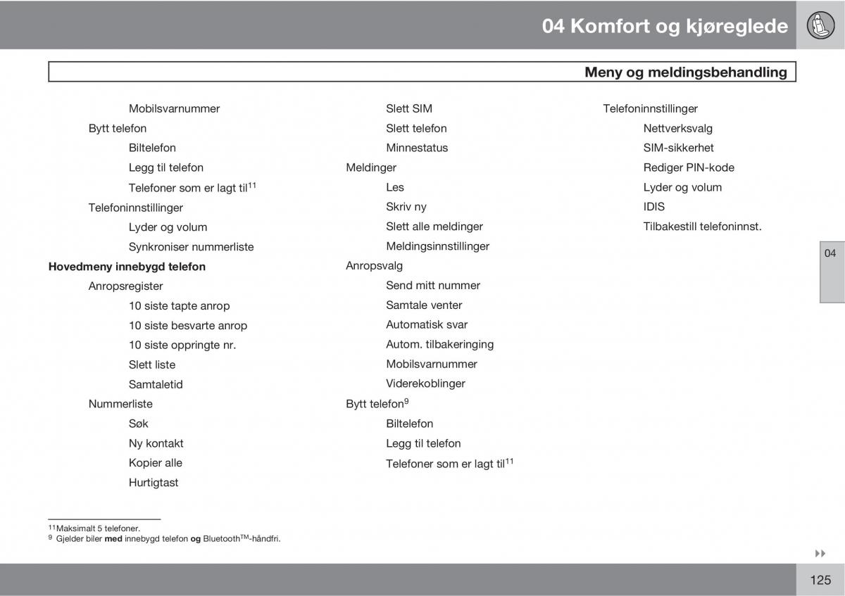 Volvo XC60 I 1 bruksanvisningen / page 125