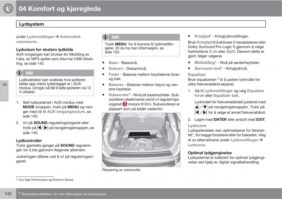 Volvo XC60 I 1 bruksanvisningen / page 142