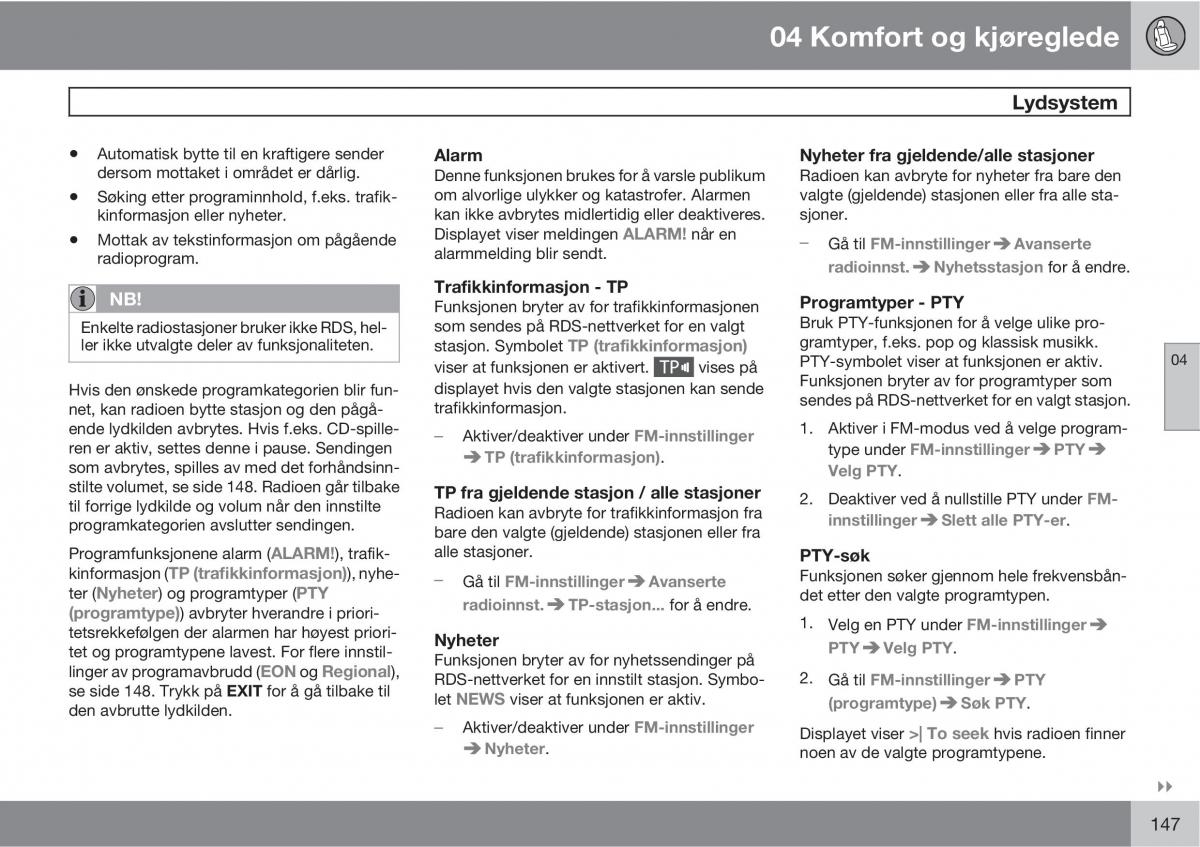 Volvo XC60 I 1 bruksanvisningen / page 147