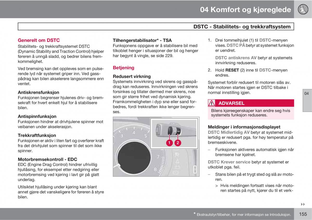 Volvo XC60 I 1 bruksanvisningen / page 155