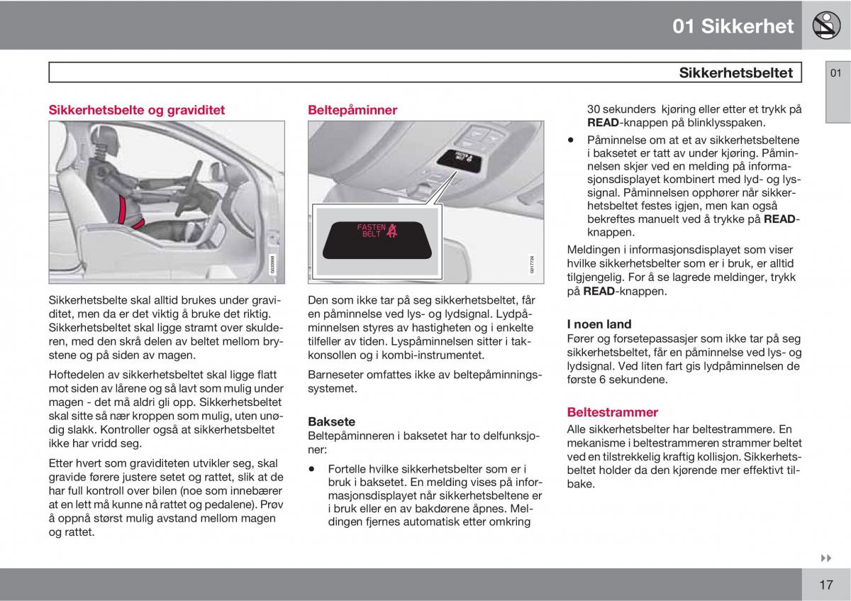 Volvo XC60 I 1 bruksanvisningen / page 17