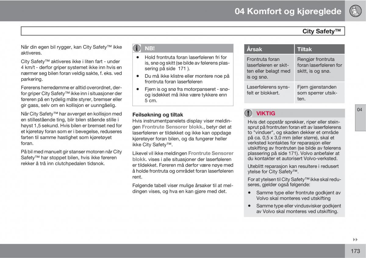 Volvo XC60 I 1 bruksanvisningen / page 173