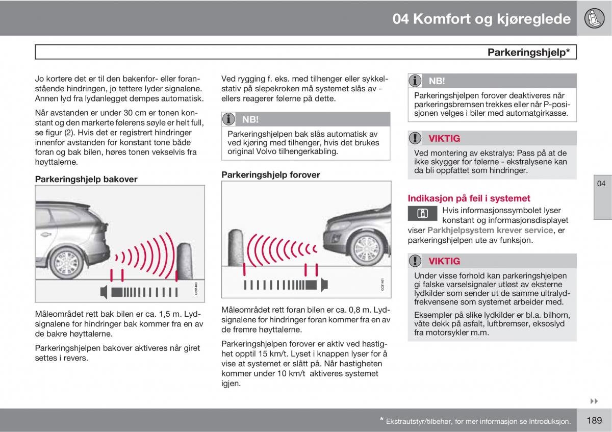 Volvo XC60 I 1 bruksanvisningen / page 189