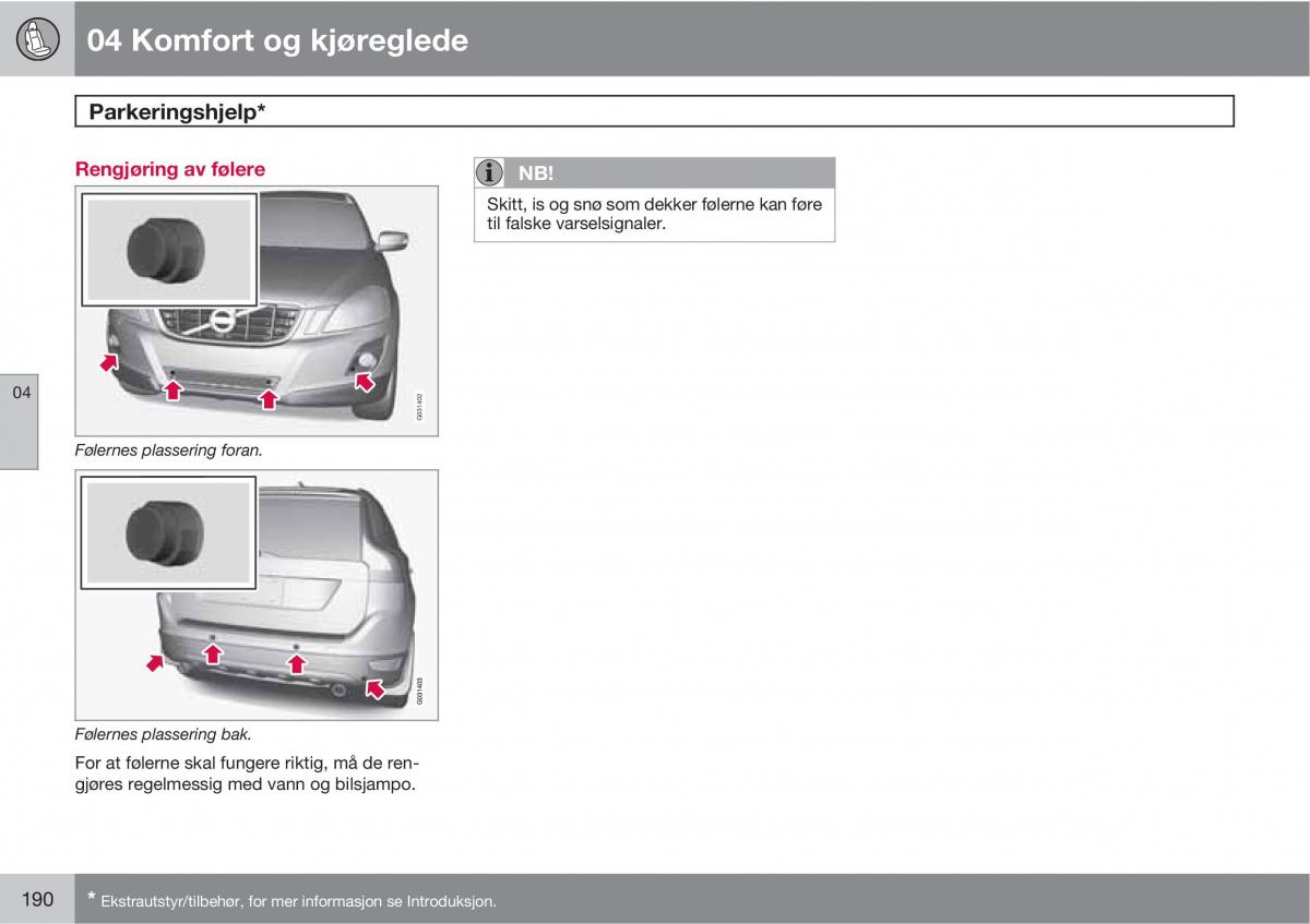 Volvo XC60 I 1 bruksanvisningen / page 190