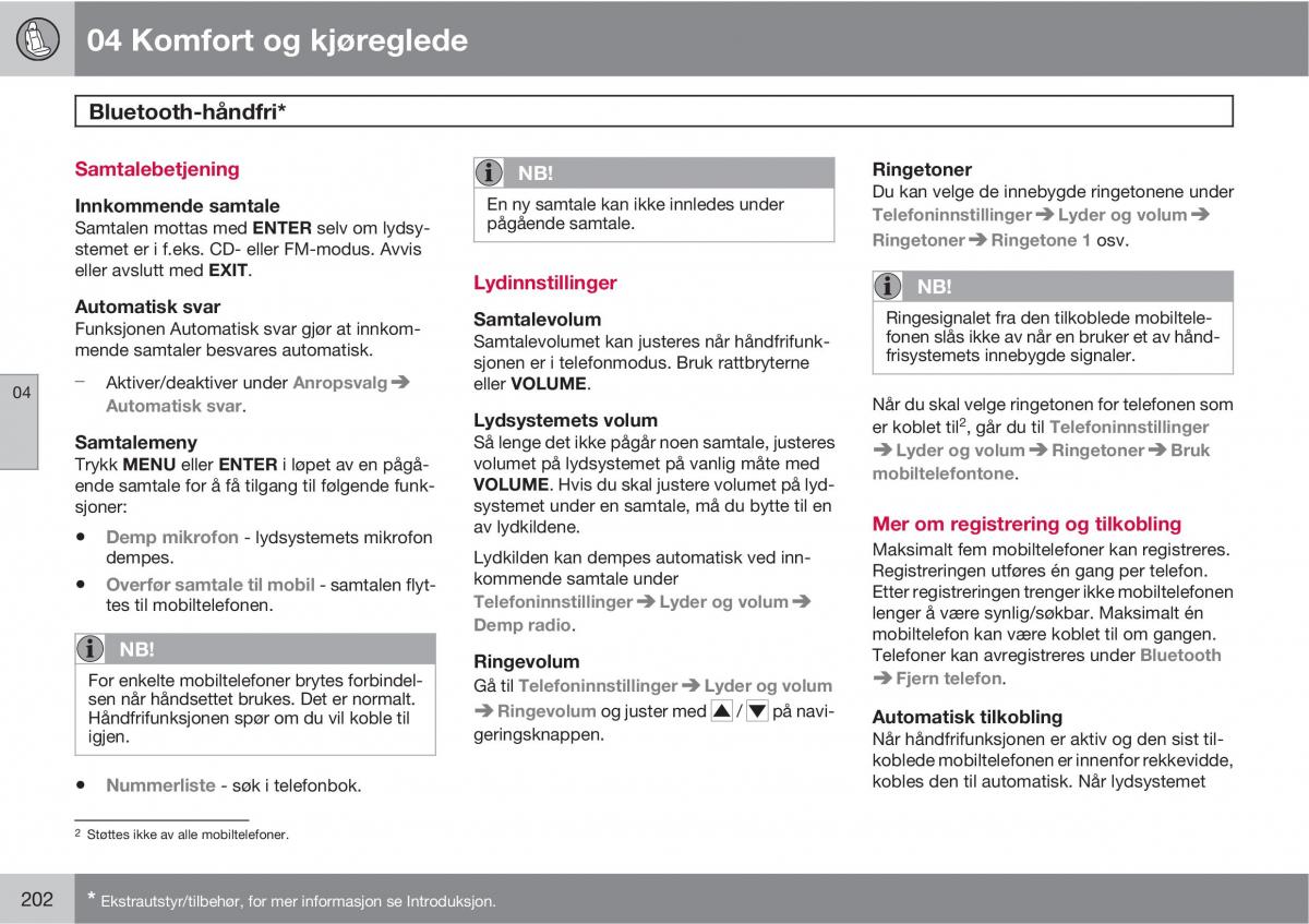 Volvo XC60 I 1 bruksanvisningen / page 202