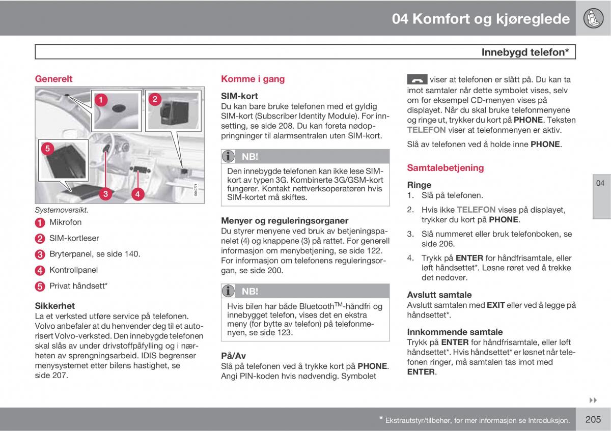 Volvo XC60 I 1 bruksanvisningen / page 205