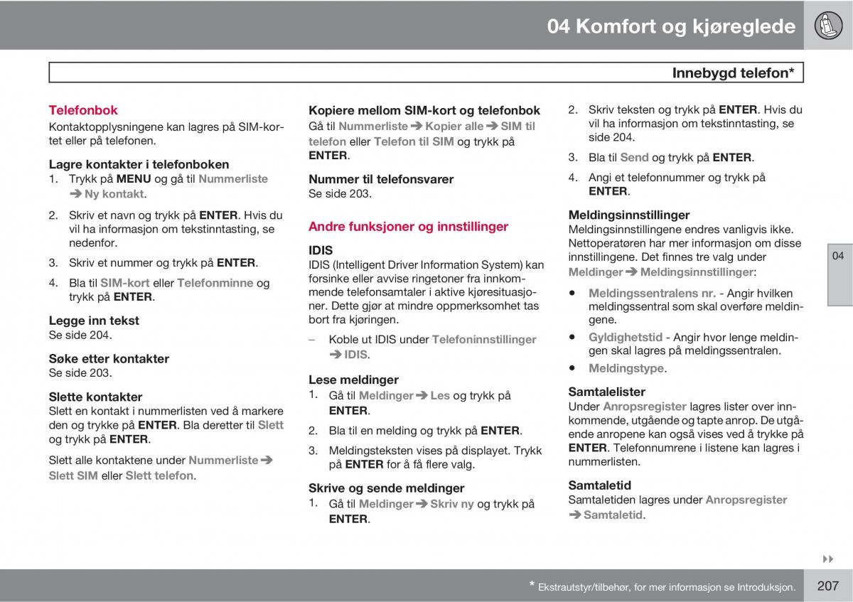 Volvo XC60 I 1 bruksanvisningen / page 207