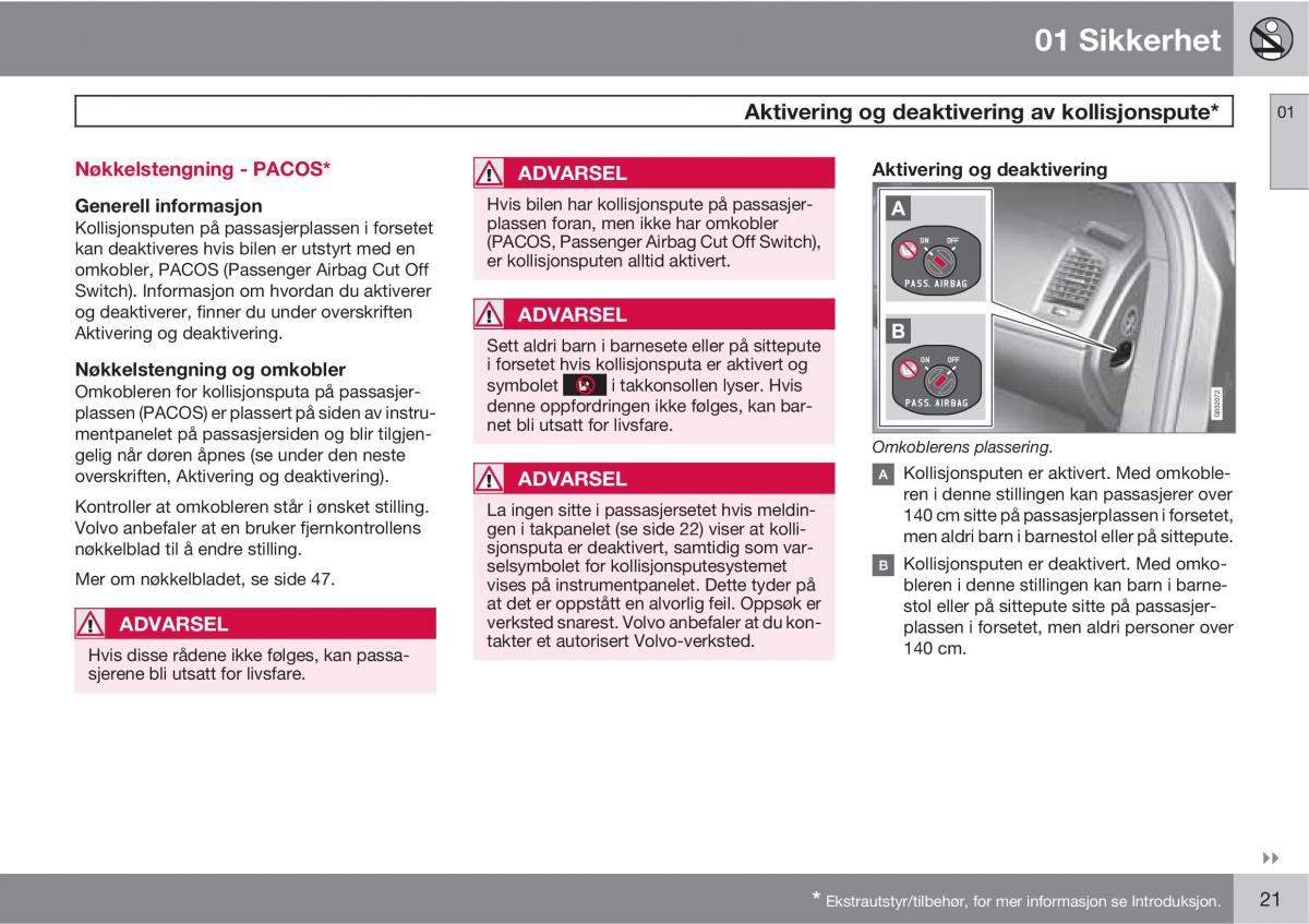 Volvo XC60 I 1 bruksanvisningen / page 21