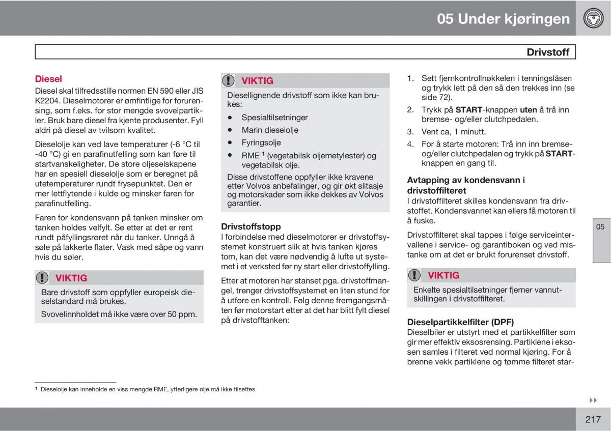 Volvo XC60 I 1 bruksanvisningen / page 217