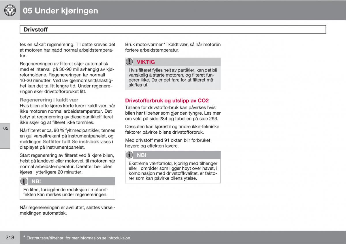 Volvo XC60 I 1 bruksanvisningen / page 218