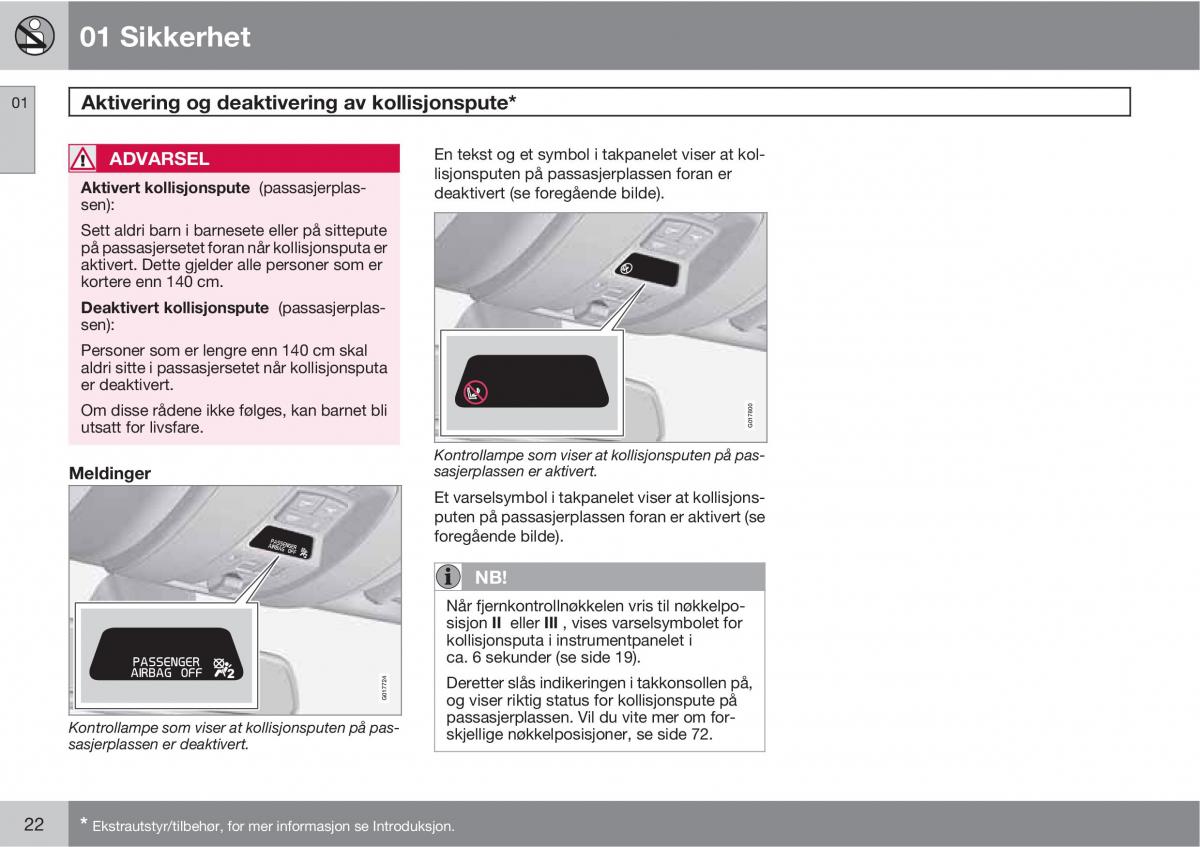 Volvo XC60 I 1 bruksanvisningen / page 22