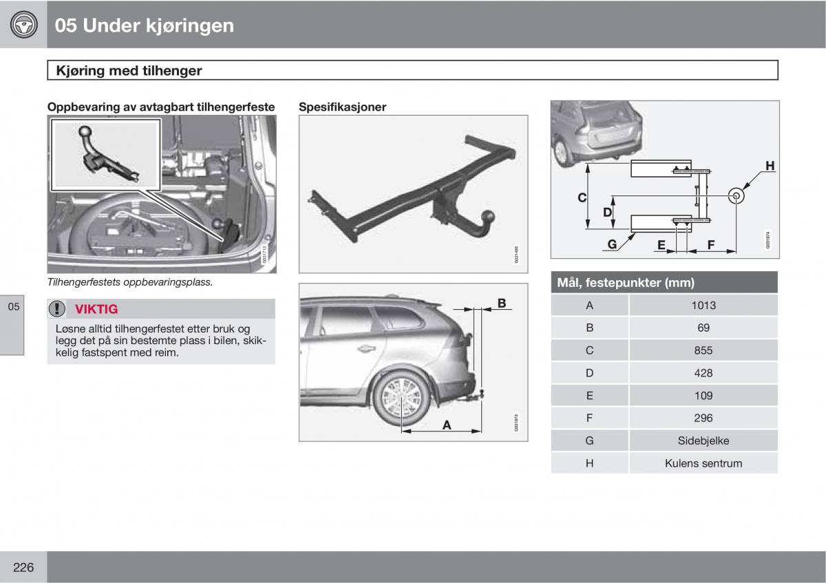 Volvo XC60 I 1 bruksanvisningen / page 226