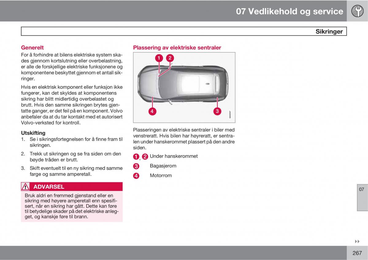 Volvo XC60 I 1 bruksanvisningen / page 267