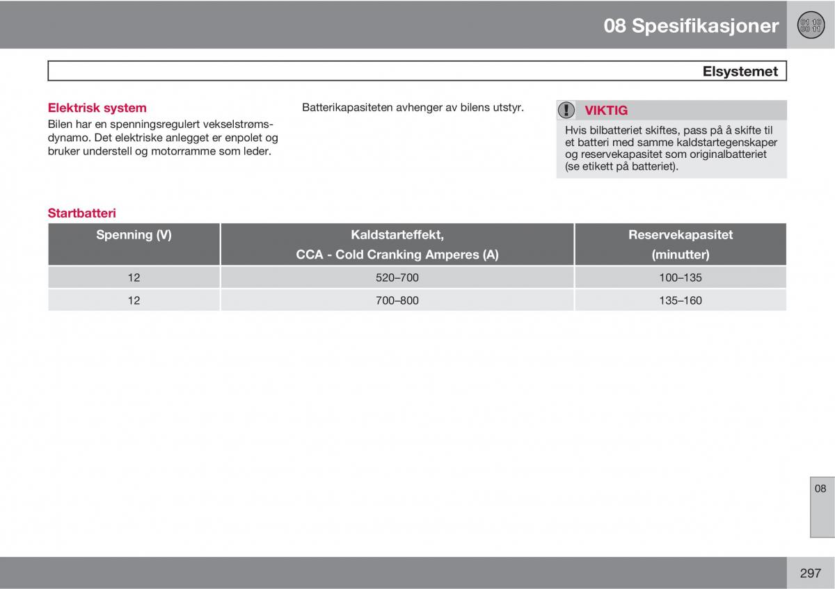 Volvo XC60 I 1 bruksanvisningen / page 297