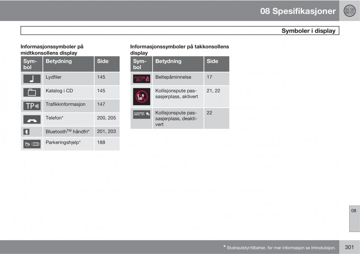 Volvo XC60 I 1 bruksanvisningen / page 301