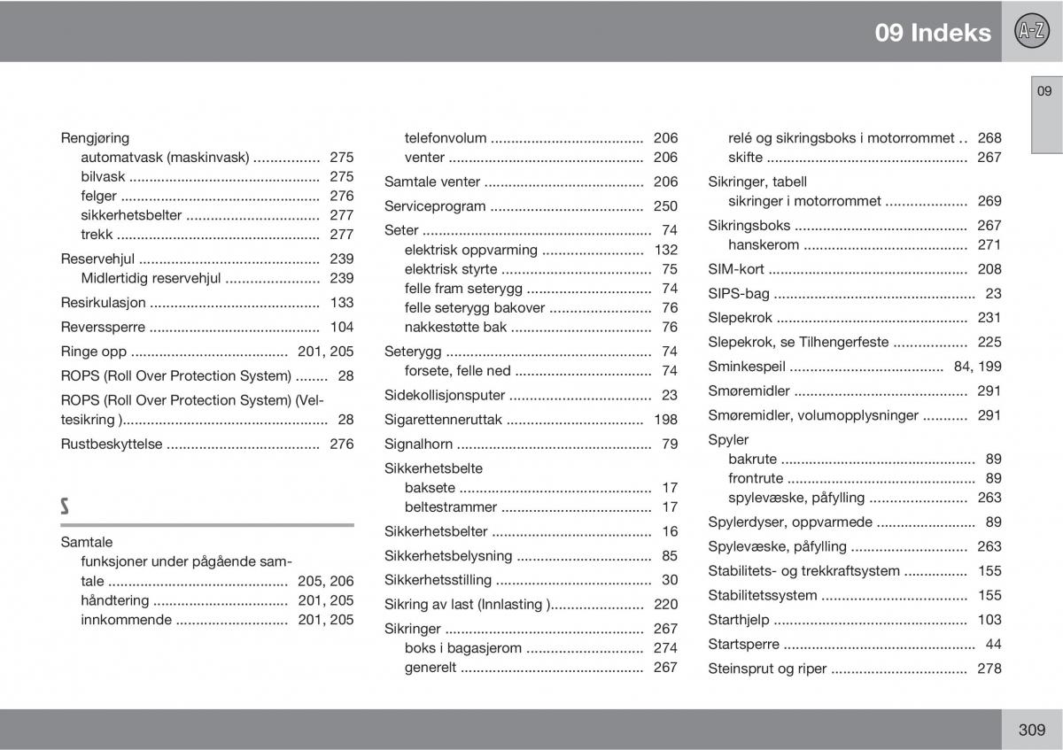 Volvo XC60 I 1 bruksanvisningen / page 309