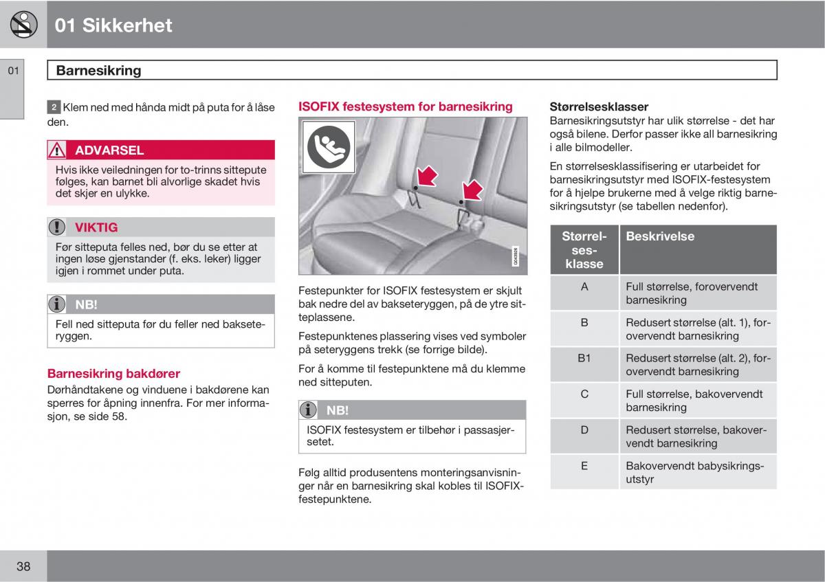 Volvo XC60 I 1 bruksanvisningen / page 38