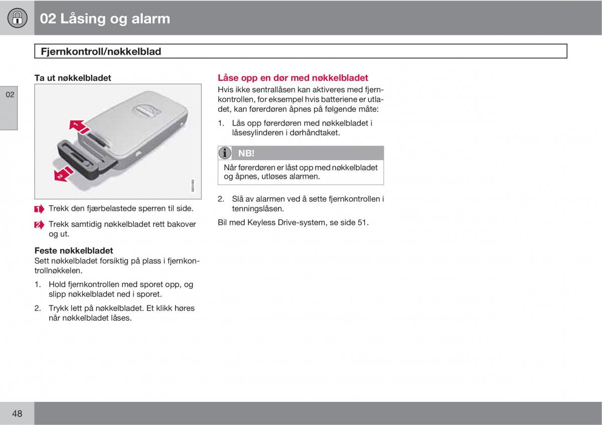 Volvo XC60 I 1 bruksanvisningen / page 48