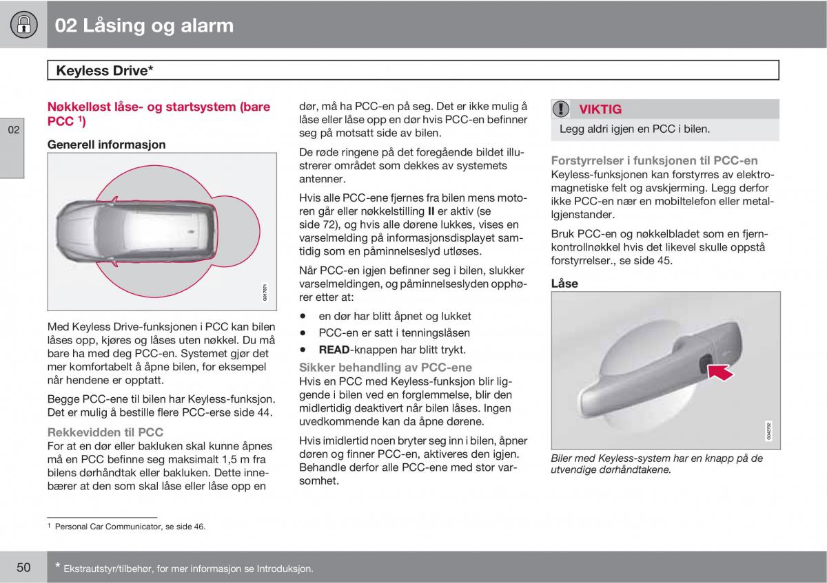 Volvo XC60 I 1 bruksanvisningen / page 50