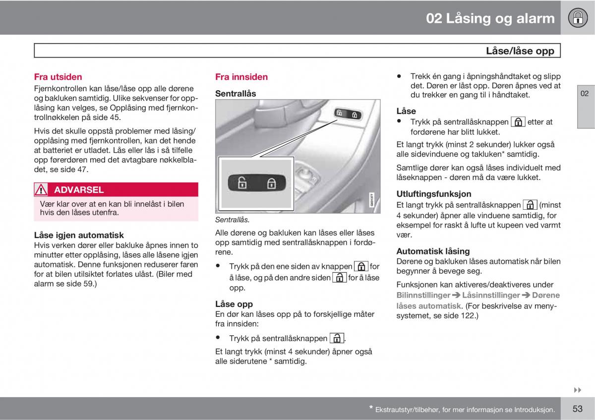 Volvo XC60 I 1 bruksanvisningen / page 53