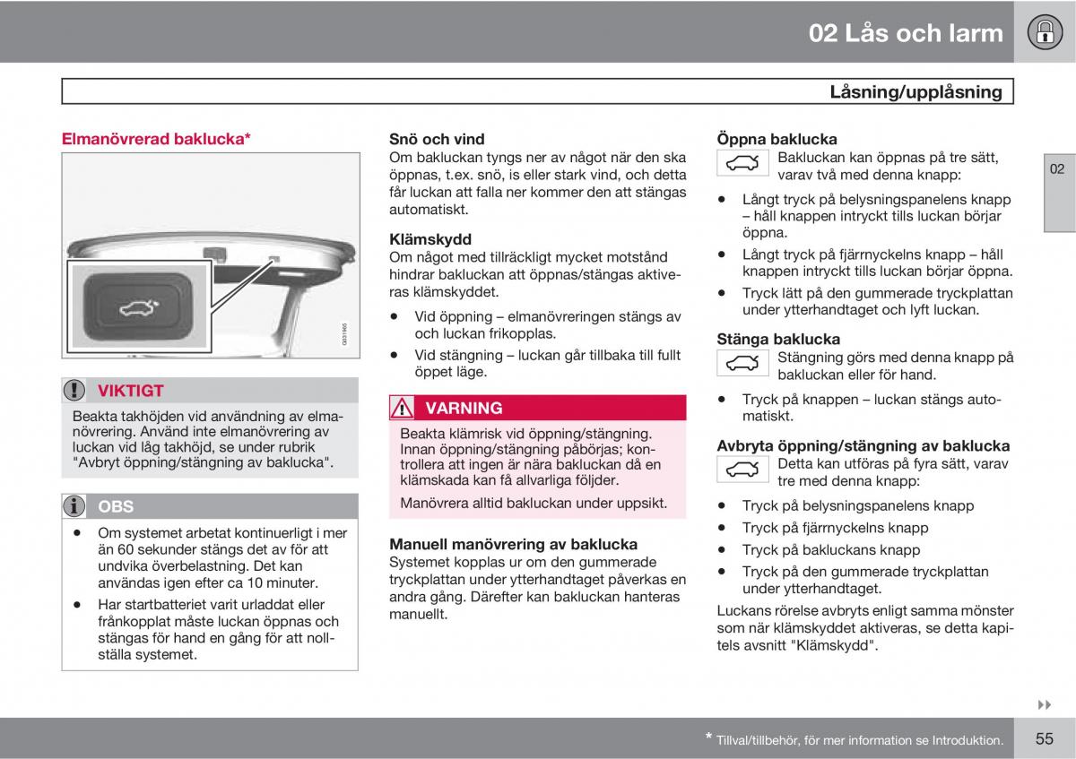 Volvo XC60 I 1 instruktionsbok / page 55