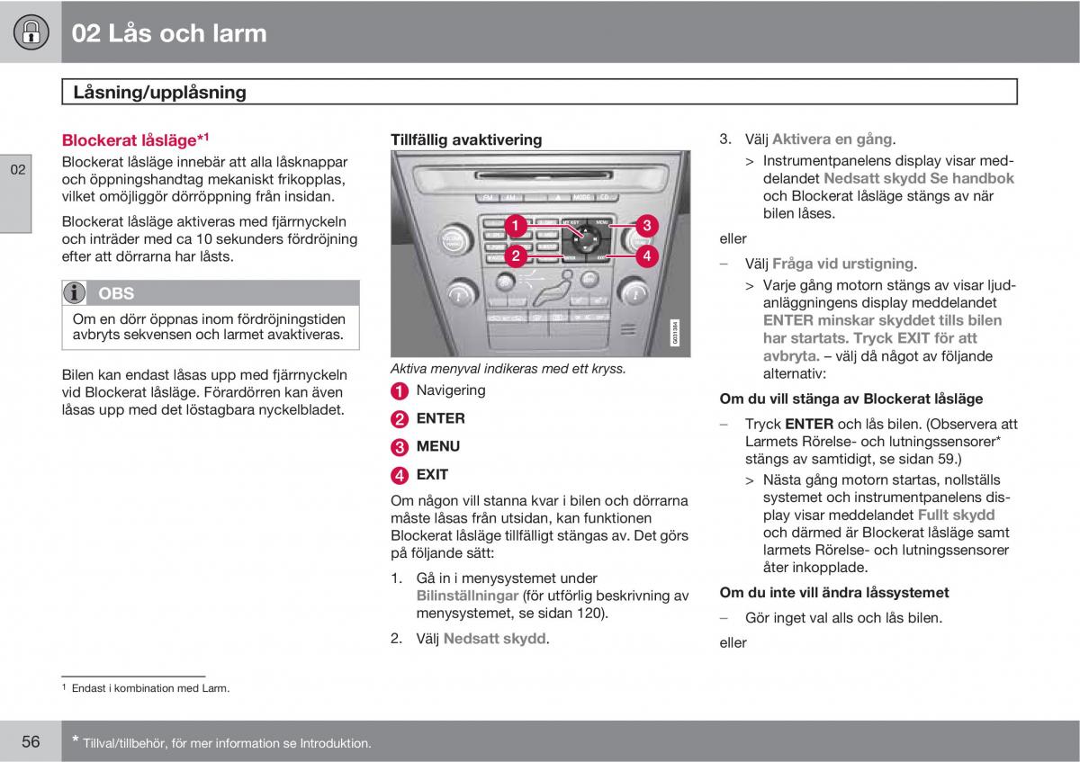 Volvo XC60 I 1 instruktionsbok / page 56